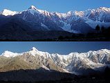 11 Ridge From Nanga Parbat To Rakhiot Peak To Chongra Peak From Tarashing At Sunrise Gunther Messners diary May 15, 1970: The day dawns bright and cloudless. For the first time I see Nanga and Chongra Peak from the south: the impression is overwhelming. Huge hanging glaciers, terrifying precipices, furrowed by avalanches. Right over to the left is the summit of Nanga! (The Naked Mountain by Reinhold Messner)